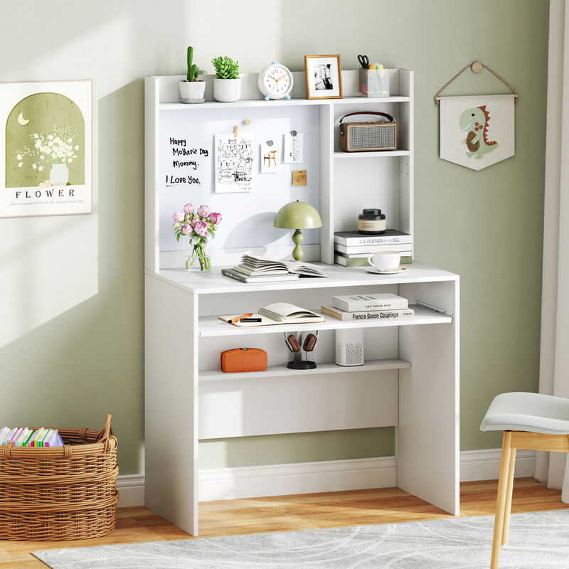 Compact Office Desk with Hutch and Magnetic Whiteboard for Productivity image number 2