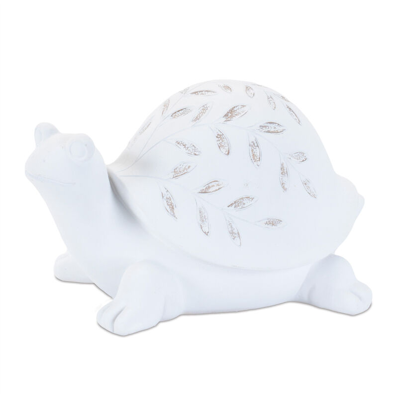HomeRoots Set of Two White Polyresin Frog And Turtle Figurines image number 2