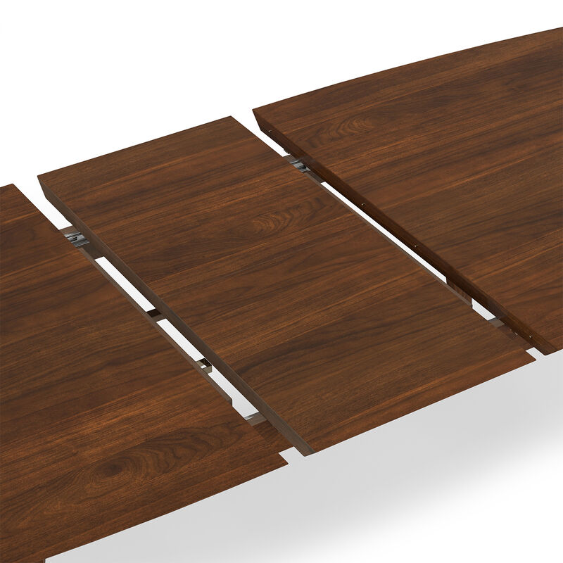 Draper 66-84 inch x 40 inch Rectangle Mid Century Modern Extendable Dining Table in Walnut Veneer