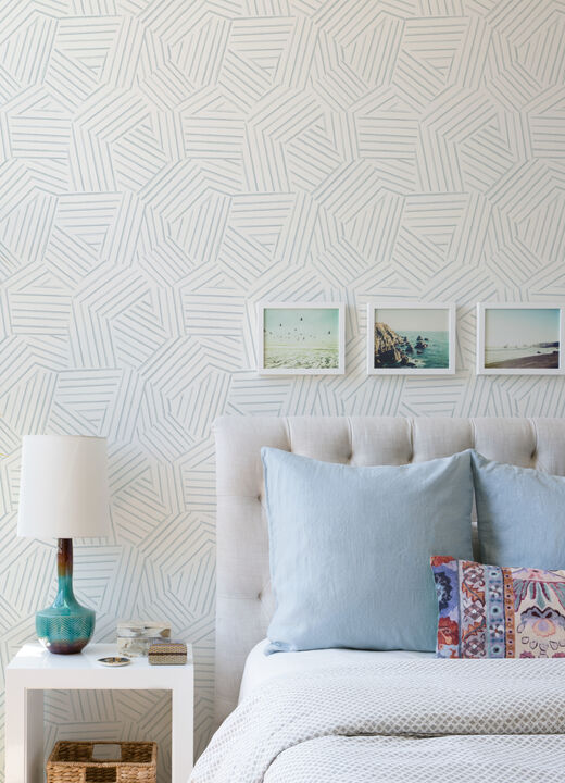 Helene Sky Blue Geometric Lines Wallpaper