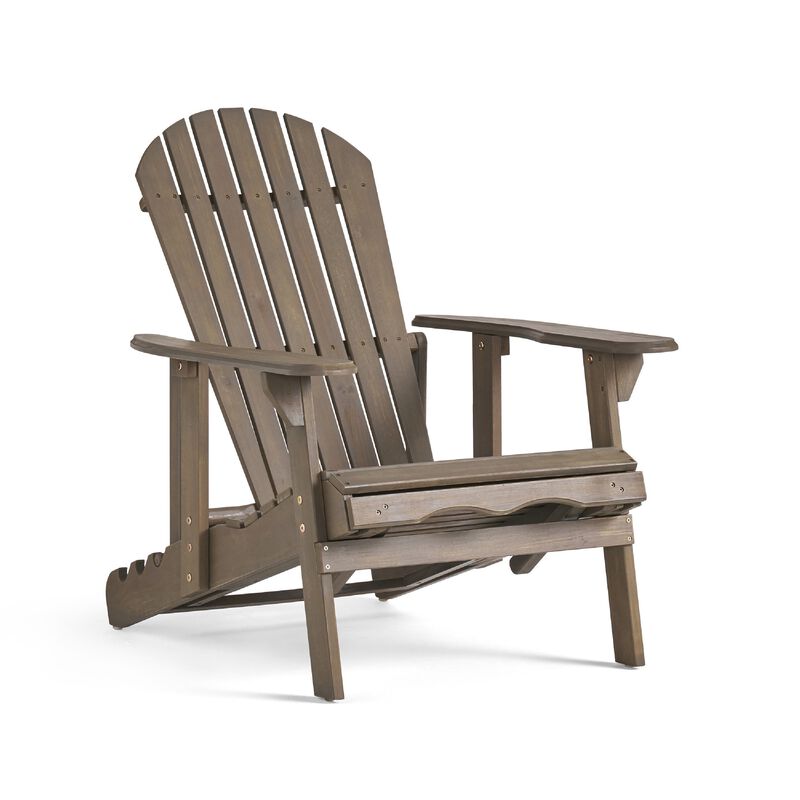 Libo Outdoor Recliner Adirondack Chair, Slatted Gray Acacia Wood image number 3