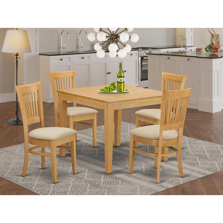 East West Furniture OXVA5-OAK-C 5 PC Table and Chairs set - Kitchen Table and 4 Dining Chairs