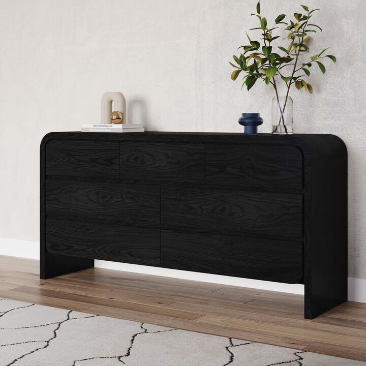 Elora Seven Drawer Dresser in Jet Black Ash