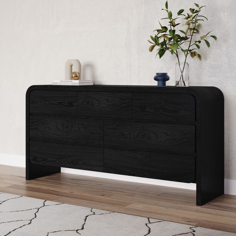 Elora Seven Drawer Dresser in Jet Black Ash