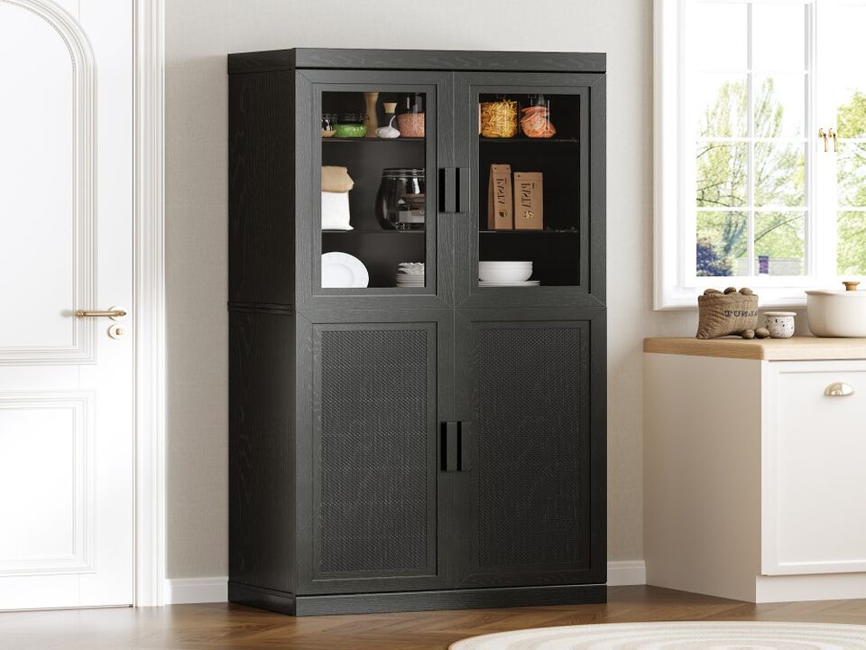 2-Piece Modern Minimalist Wood Grain Decorative Storage Cabinet Combination Cabinet with 6-Story Shelves, Kitchen Storage Cabinet
