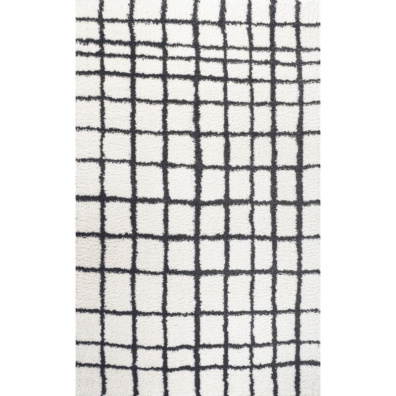Arenal Geometric Grid Shag Area Rug