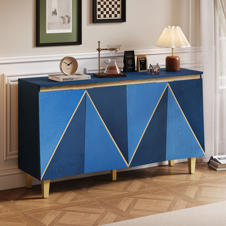TATEUS 60" 4-Door Vintage Sideboard Cabinet with Dimensional Doors