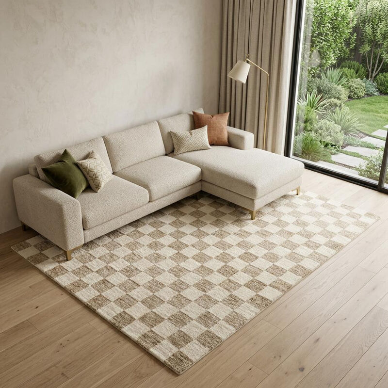 HomeRoots Checkered Power Loom Area Rug image number 1