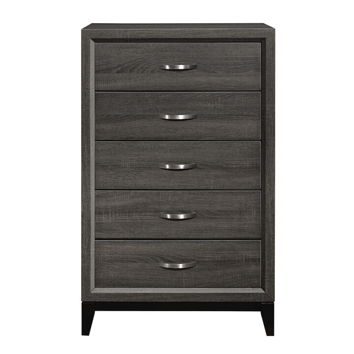 Streamdale Gray Contemporary Chest of Drawers with Polished Chrome Pulls