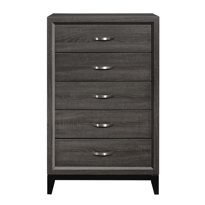 Streamdale Gray Contemporary Chest of Drawers with Polished Chrome Pulls