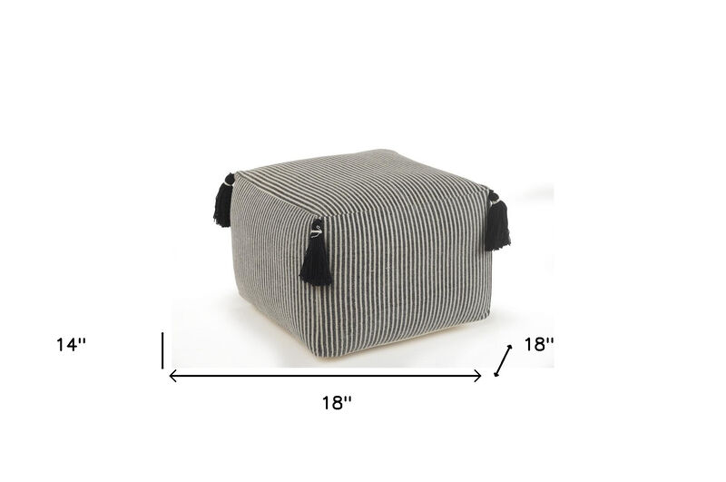 Soft Cotton Pouf Ottoman for Floor Seating and Home Decor Accent