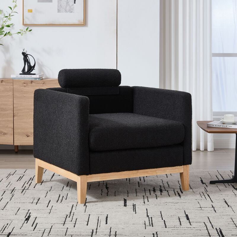 GOODSILO Modern Farmhouse Performance Accent Chair with Bolster Pillows image number 8