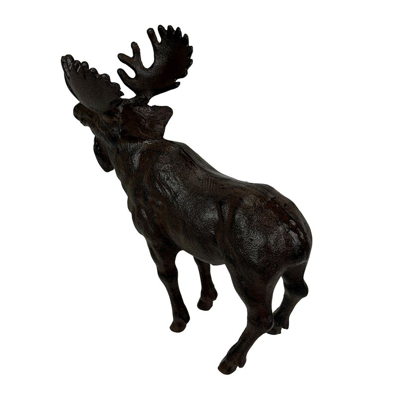 Cast Iron Moose Statue Brown Glossy Wildlife Sculpture 85 Inch Decor image number 2