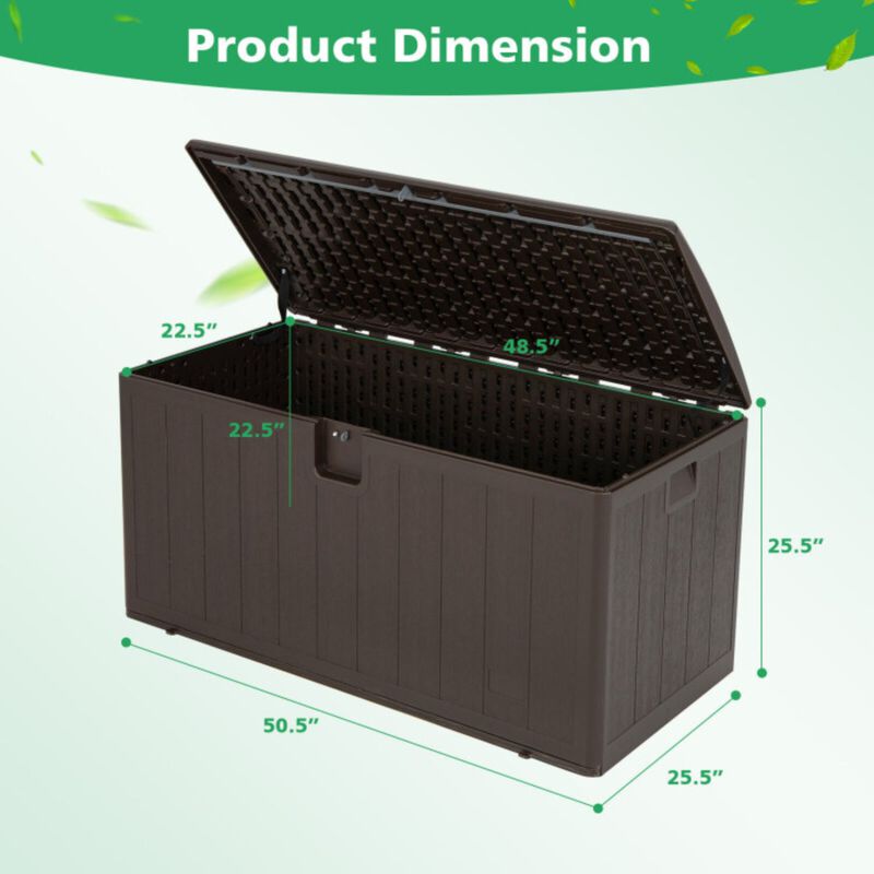Gallon All Weather Large Deck Box Lockable Storage Container