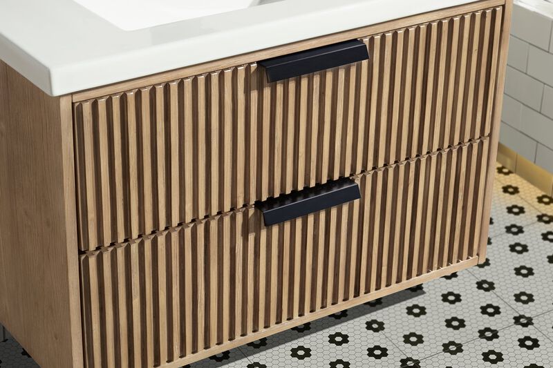 Diego 30" Floating Bathroom Vanity Weathered Fir image number 7