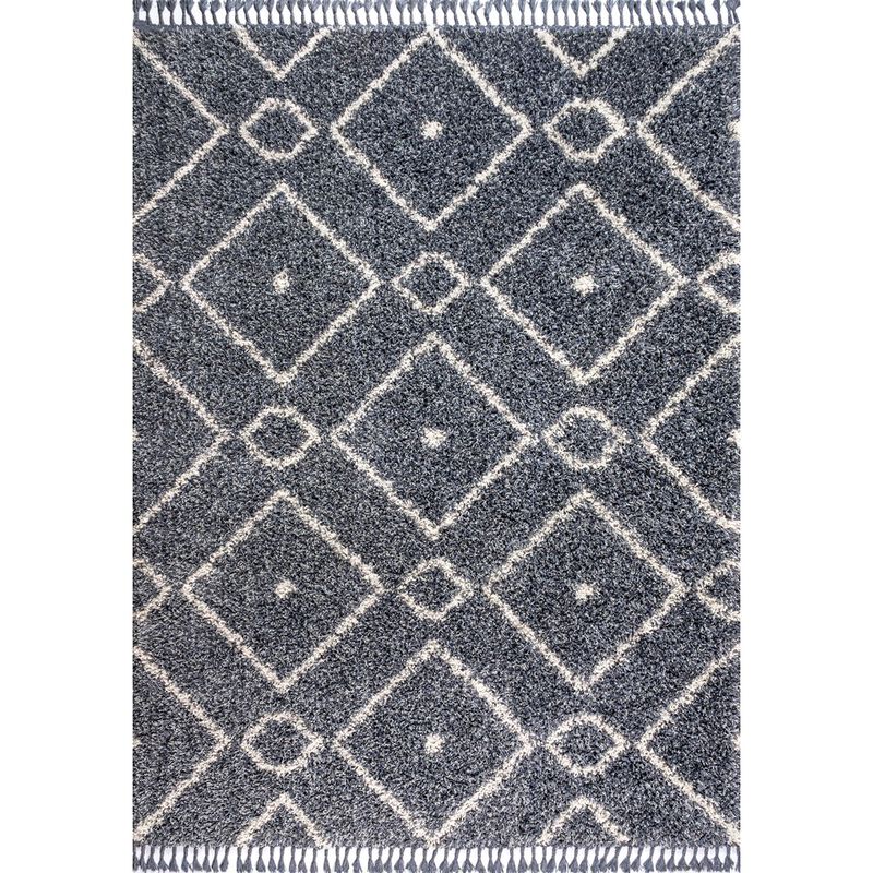 Mercer Shag Plush Tassel Moroccan Diamond Area Rug