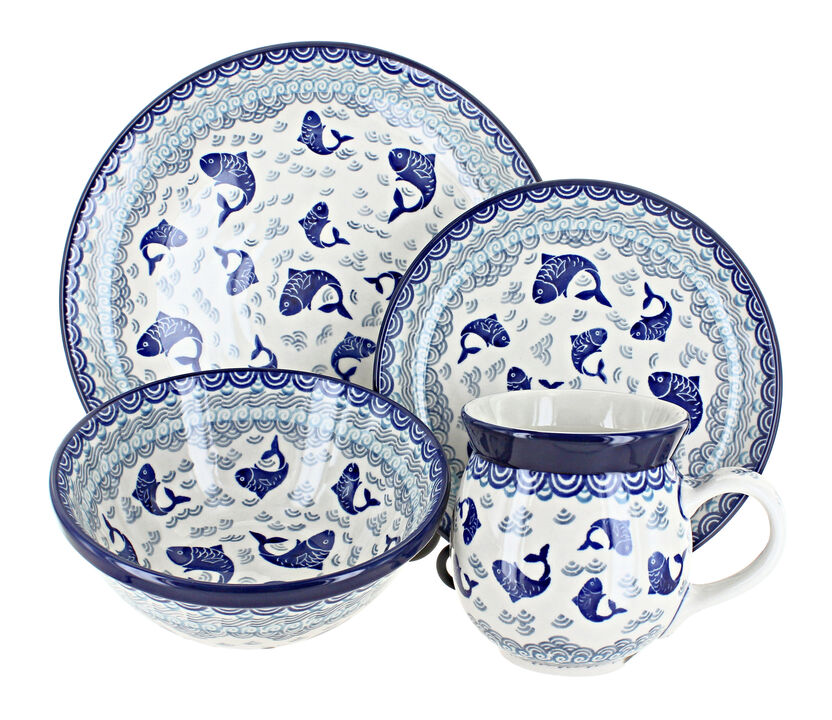 Blue Rose Polish Pottery Athena 16 Piece Dinner Set