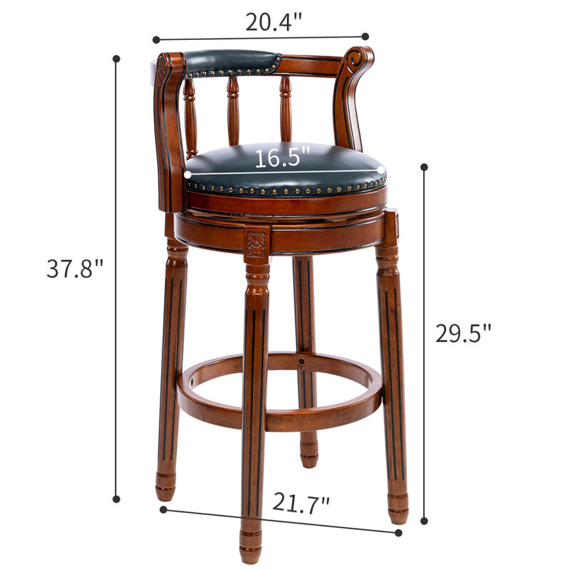 Streamdale Furniture Bar Stools Seat Height 29.5'' Leather Wooden Bar Stools(Dark Blue 1pc) image number 7