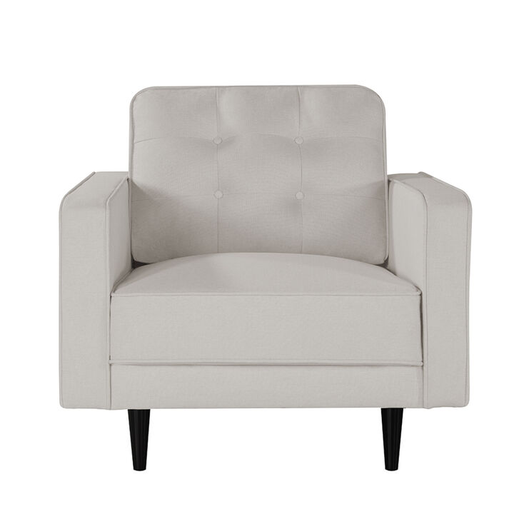 35 Inch Wide Accent Chair Upholstered Single Upholstered Lounge Club Chair For Living Room Bedroom (White)