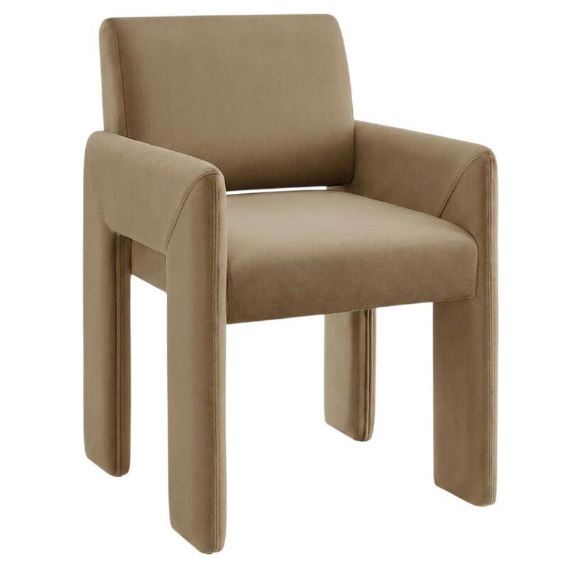 Performance Velvet Dining Armchair with Stain-Resistant Fabric, Taupe image number 1