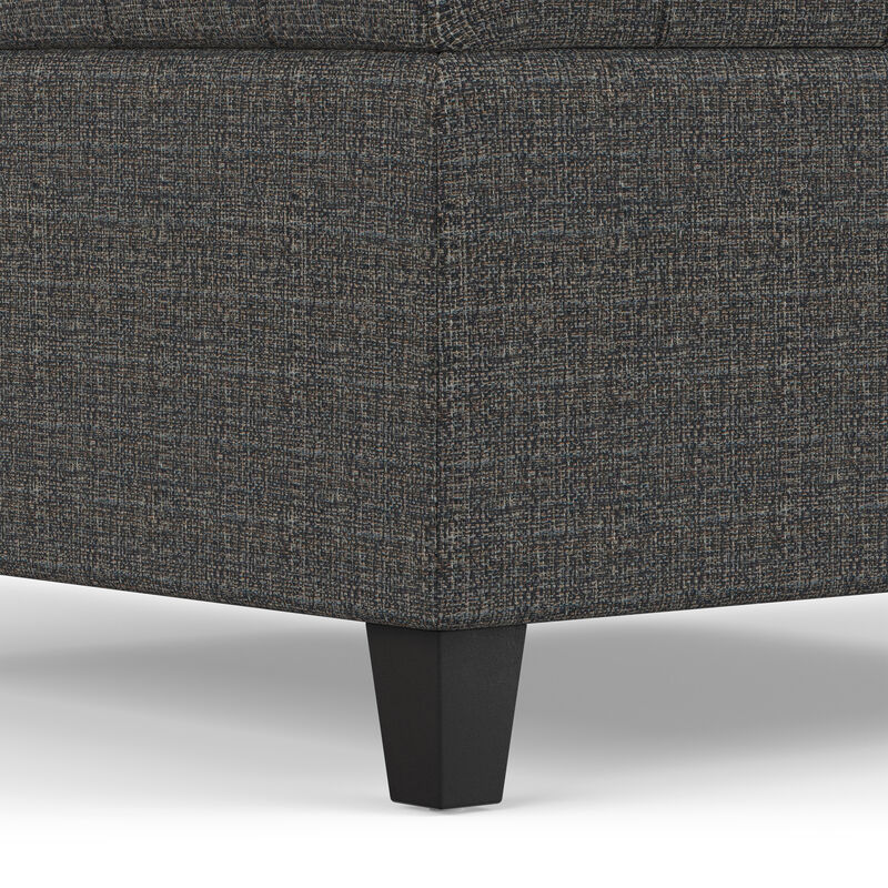 Harrison 30 inch Wide Transitional Square Small Coffee Table Storage Ottoman in Ebony Tweed Polyester, Assembled image number 6