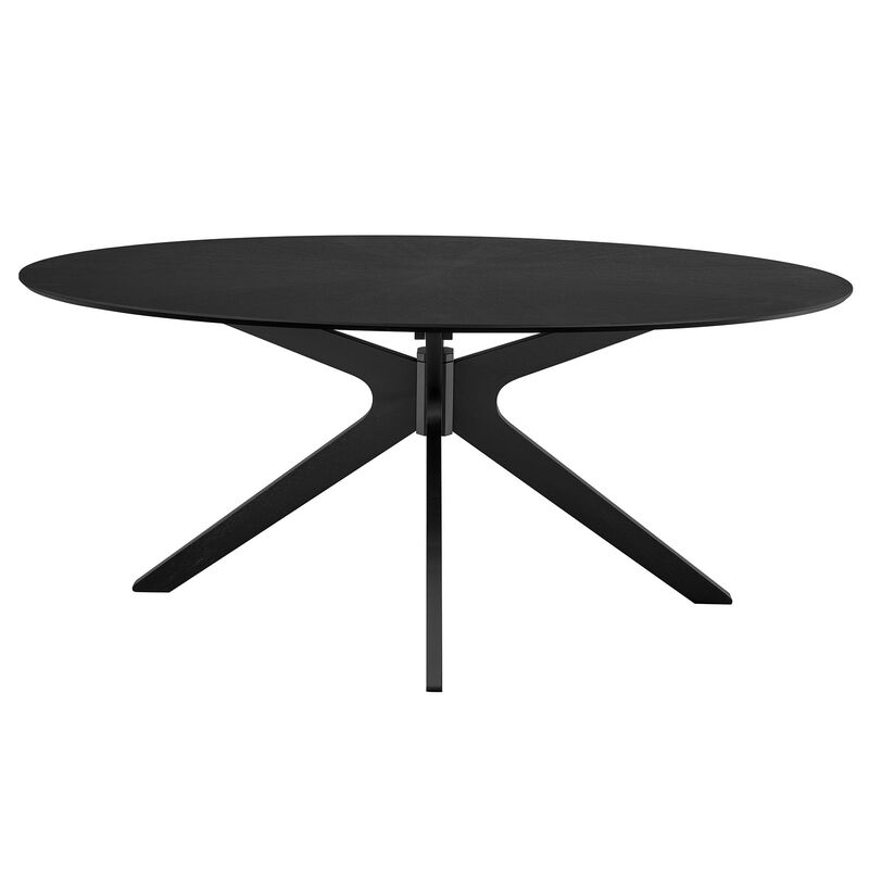 Modway Crossroads 71" Oval Wood Dining Table, Wood Veneer, Seats 6, Easy to Assemble in Black image number 5