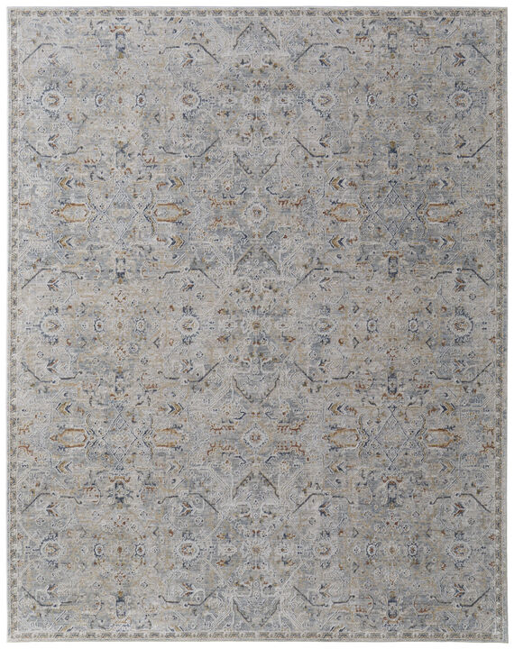 HomeRoots Abstract Power Loom Worn Faded Area Rug With Fringe