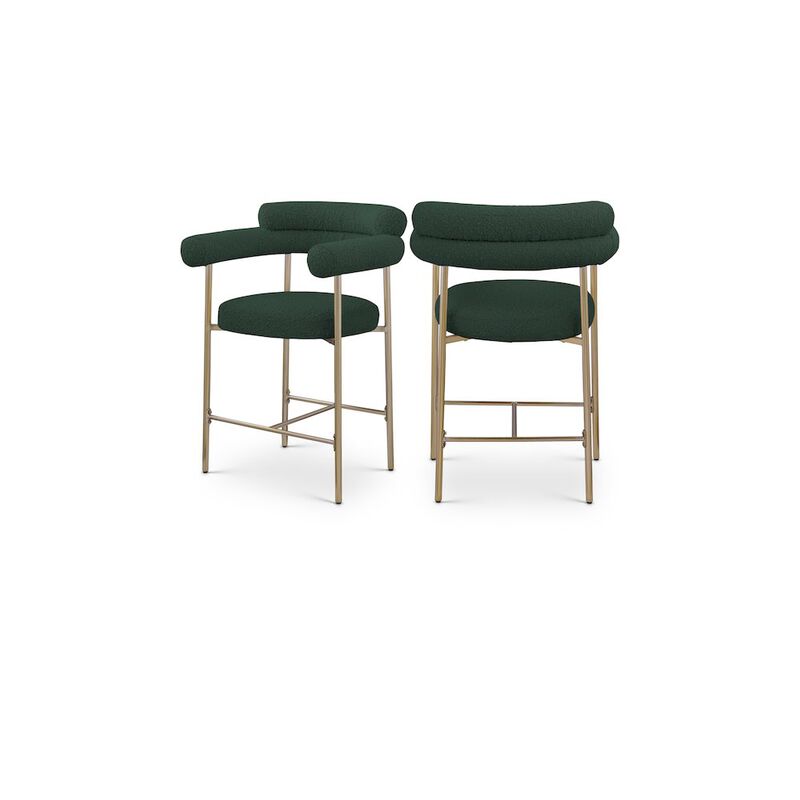 Meridian Furniture Blake Boucle Fabric Counter Stool, Set of 2