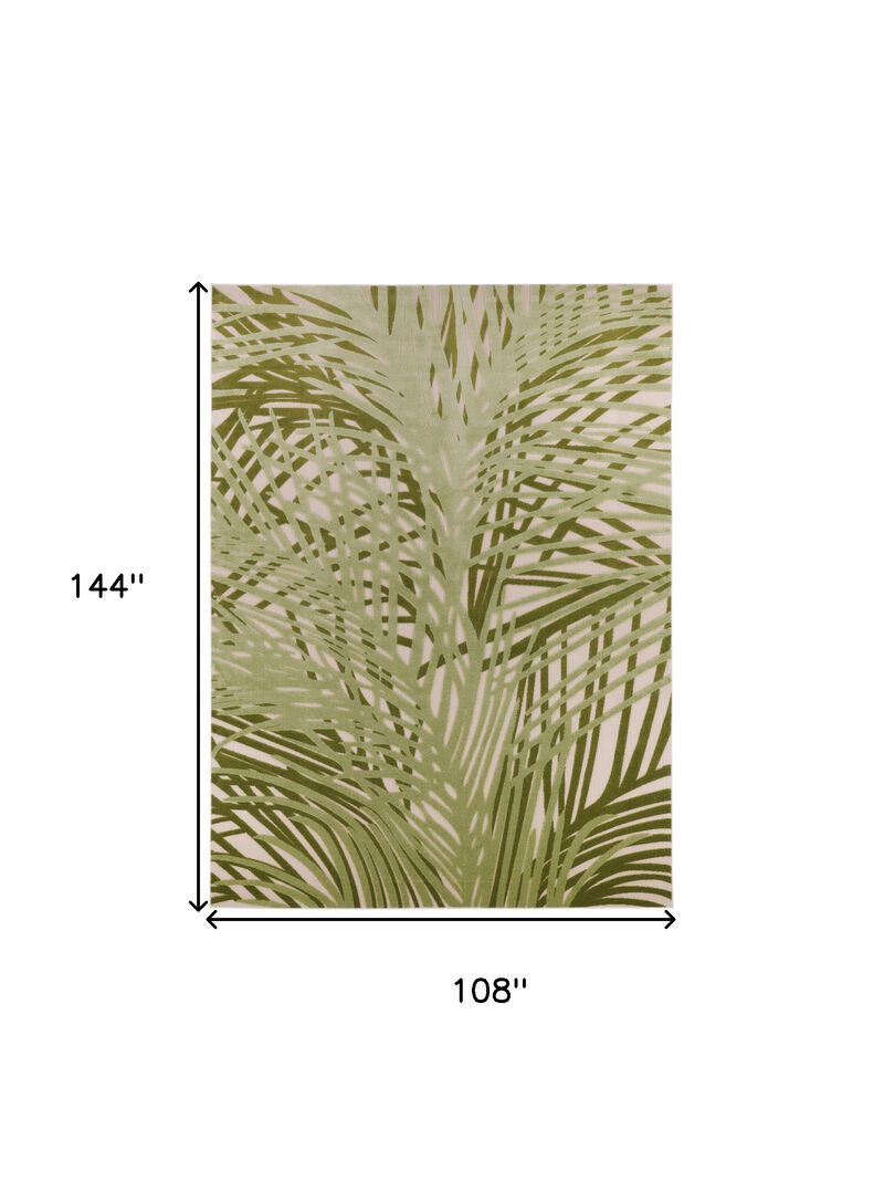 HomeRoots 9' X 12' Ivory And Green Palm Leaf Indoor Outdoor Area Rug image number 6