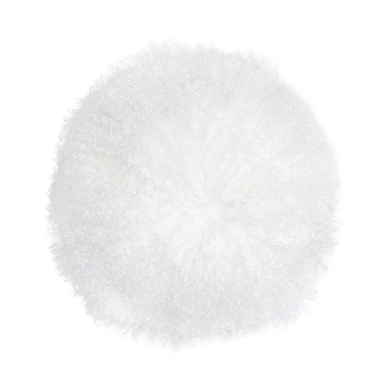 New Zealand White Sheepskin 16 Inch Round Pillow