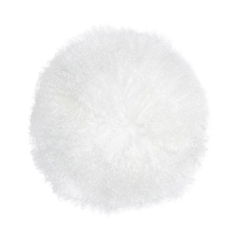 New Zealand White Sheepskin 16 Inch Round Pillow image number 0