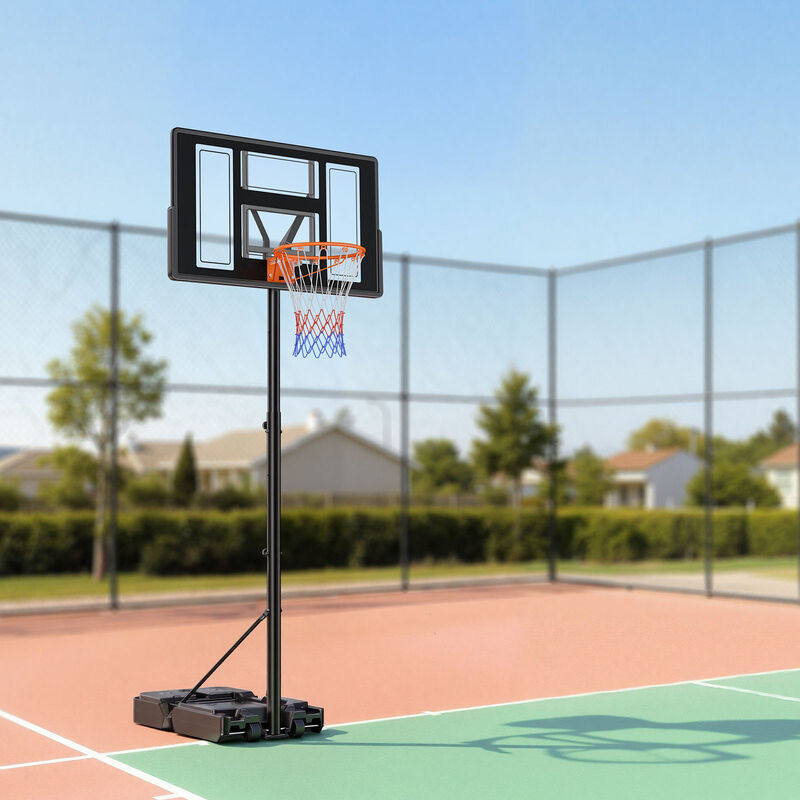 Portable Basketball Hoop with Adjustable Height, Rolling Base Goal System for Kids, Teens & Adults-Black image number 1