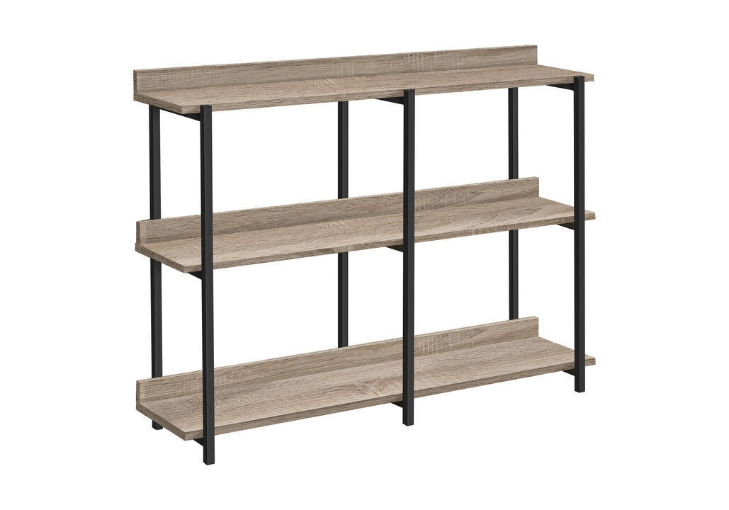 HomeRoots 47" Taupe and Black Wood and Metal Frame Console Table With Three Shelves