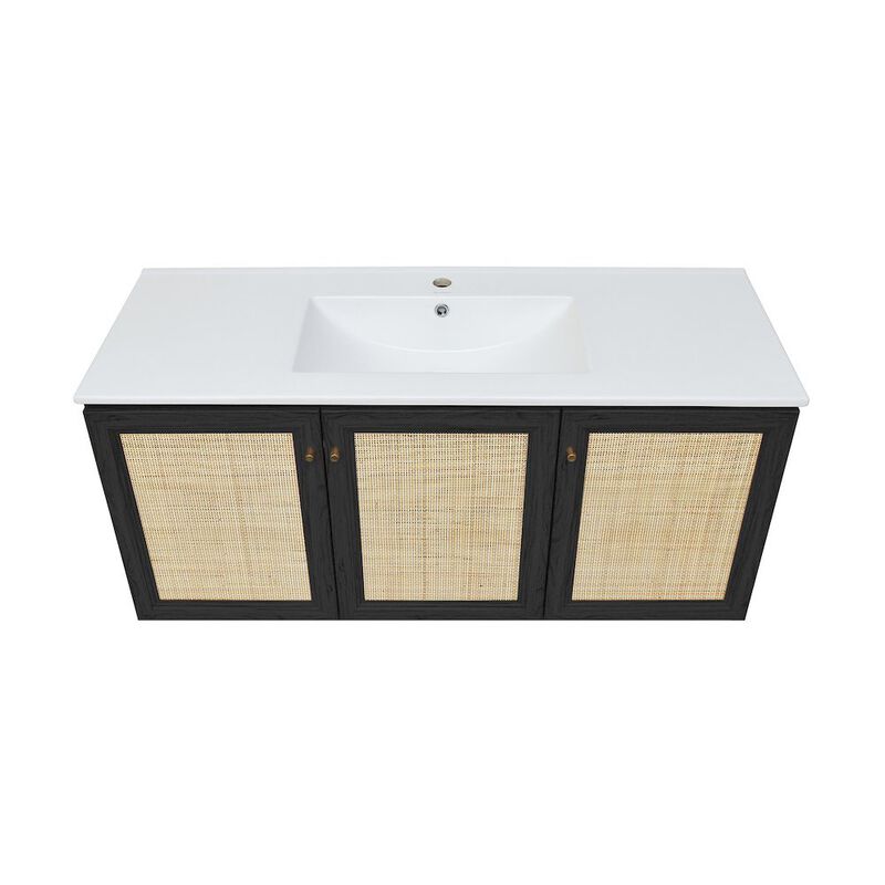 Classe 48" Wall-Mounted Bathroom Vanity in Black Oak image number 6