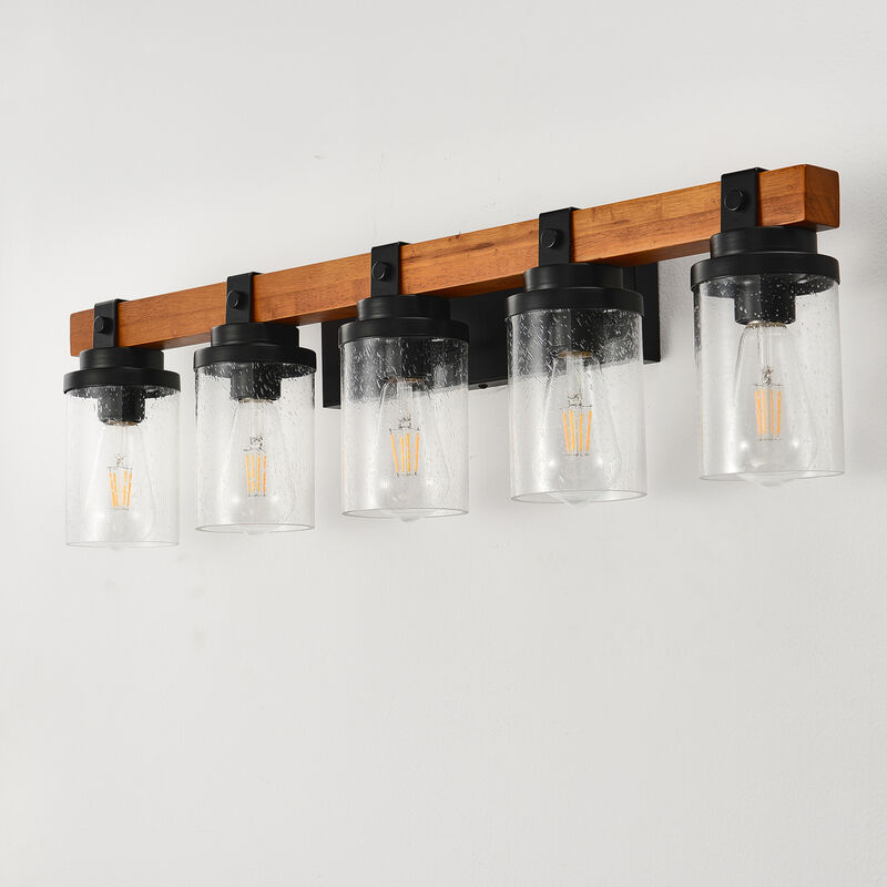 ELEMENT ACE 5-Light Wall Mount Lamp with Clear Glass Shades, Moisture & Corrosion Resistant Vanity Lighting for Bathroom Kitchen Dining Room, Easy to Install image number 6