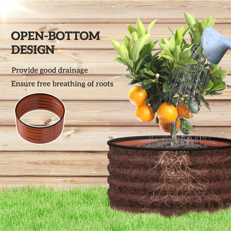 Set of 2 Heavy-Duty Galvanized Planter Tubs for Flowers & Herbs image number 6