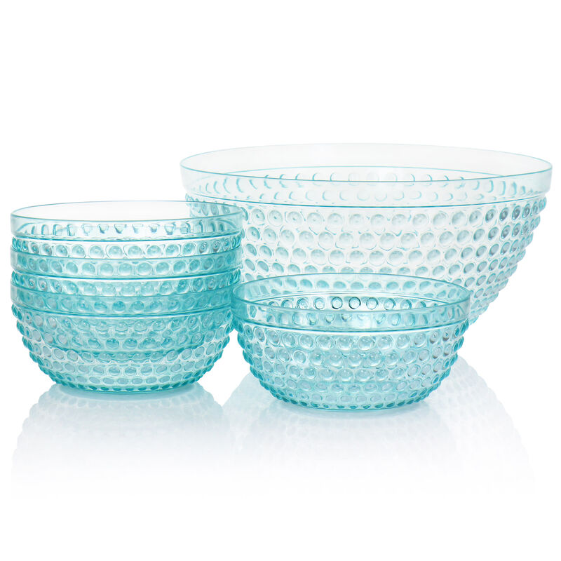 Gibson Home Plastic Bowl Set with Serving Bowl in Light Blue