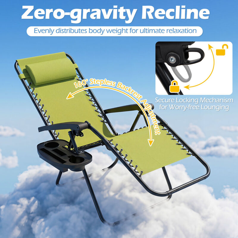 Outdoor Zero Gravity Chairs with Cup Holder and Adjustable Back image number 5
