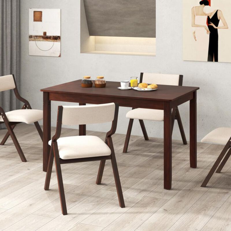 Compact Rectangular Dining Table for 4 People &ndash; Wood and Rubber Wood Legs image number 1
