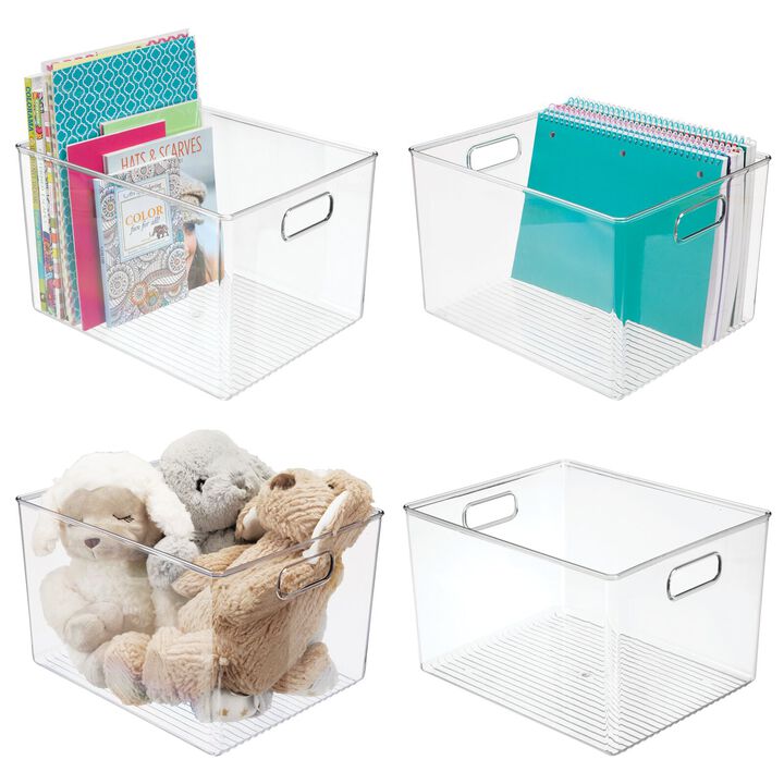 mDesign Plastic Household Cubby Storage Organizer Container Bin - 4 Pack - Clear