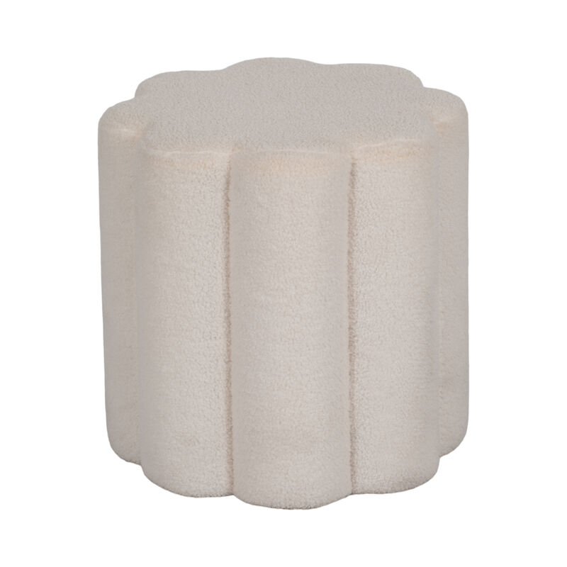 18" Petal Shaped Boucle Ottoman
