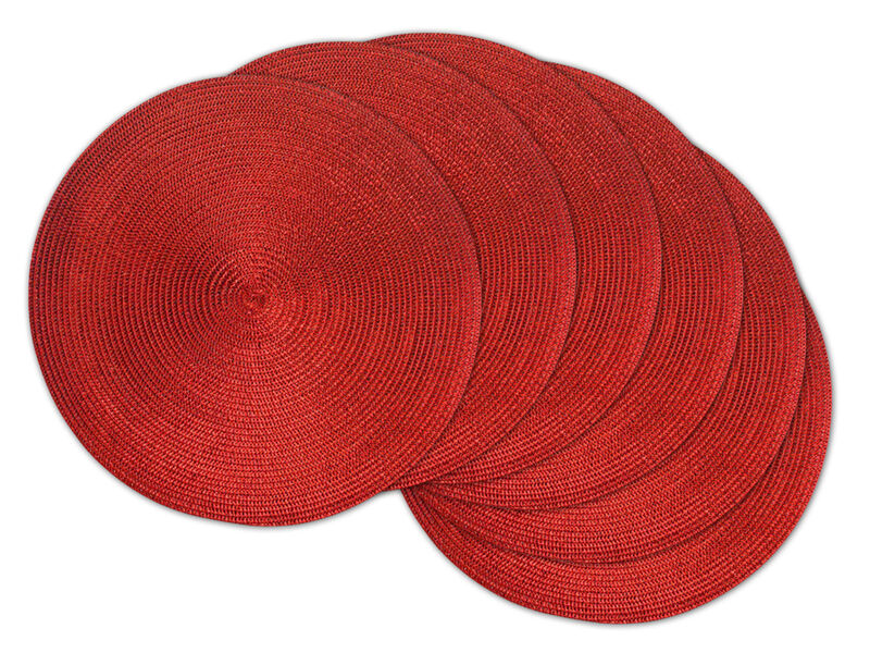 Set of 6 Metallic Red Contemporary Spherical Placemats 14.75"