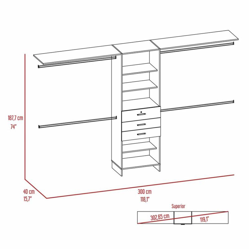 Closet System Pittsburg, Bedroom, Dark Walnut