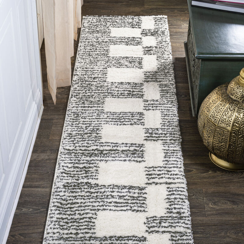Petra Abstract Stripe Geometric Shag Area Rug