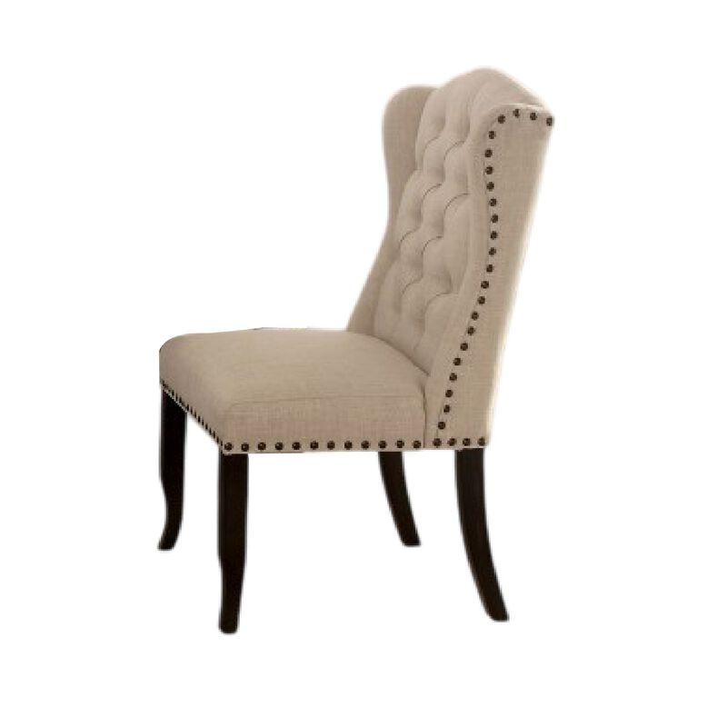 Bega 7pc Counter-Height Table Set, 6 Tufted Nailhead Chairs, Black Wood image number 3