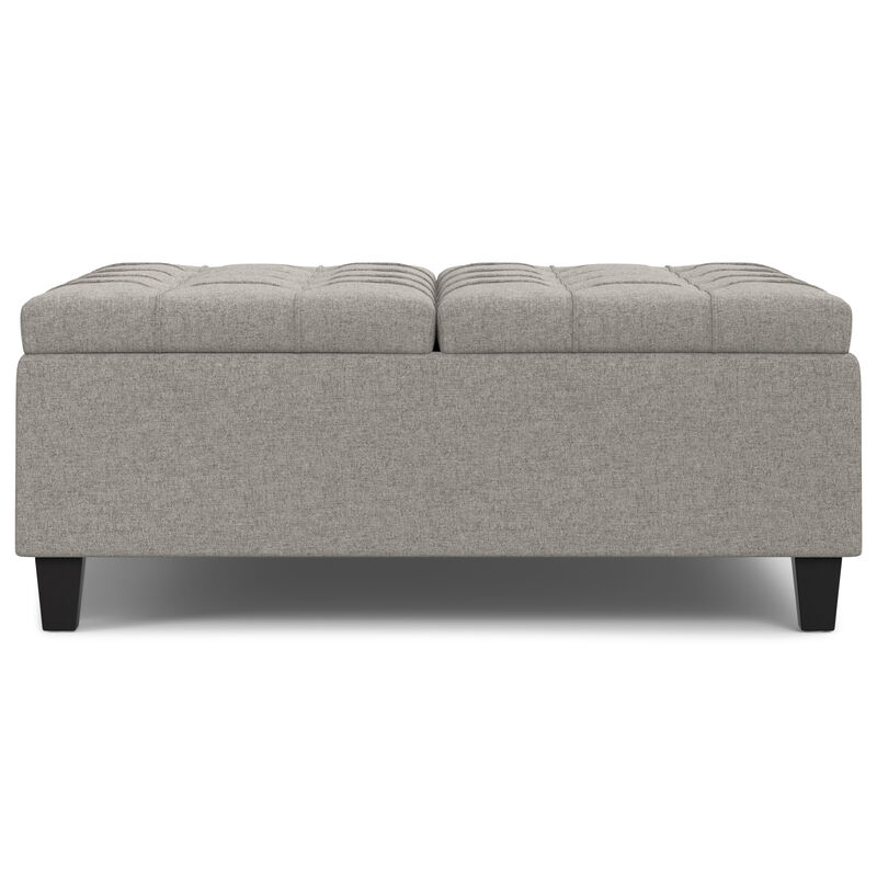 Harrison 40 inch Wide Transitional Square Large Coffee Table Storage Ottoman in Cloud Grey , Assembled image number 2