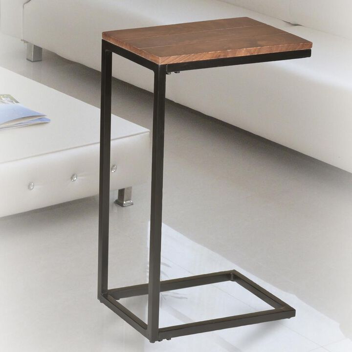 Carolina Living Aggie C-Form Accent Table - Chestnut Top - Black Base