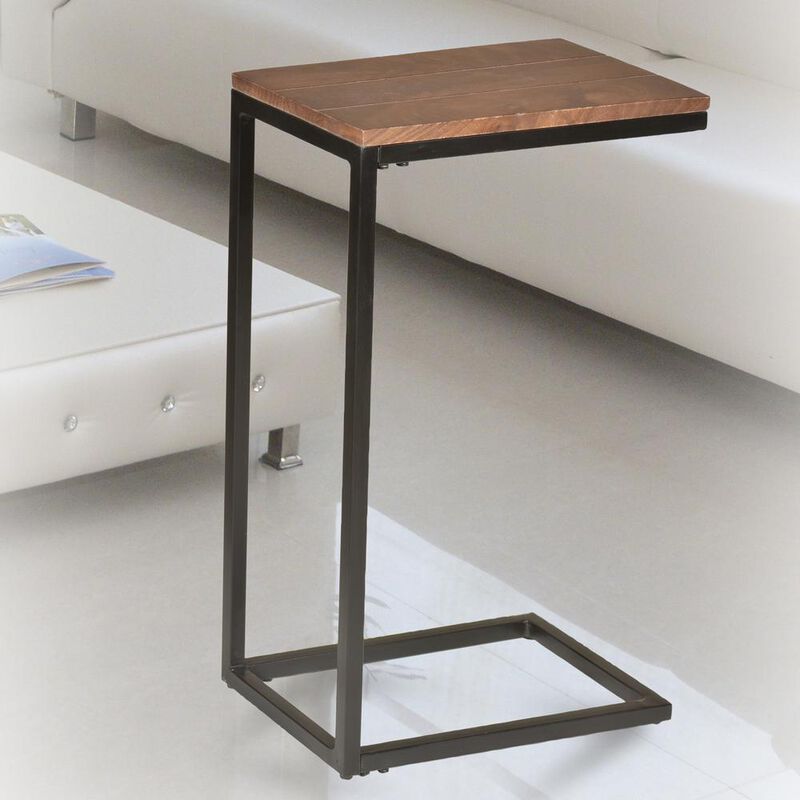 Carolina Living Aggie C-Form Accent Table - Chestnut Top - Black Base