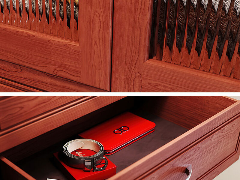 Solid Wood Reach-In Closet Organizer with 5  Drawers and Glass Doors