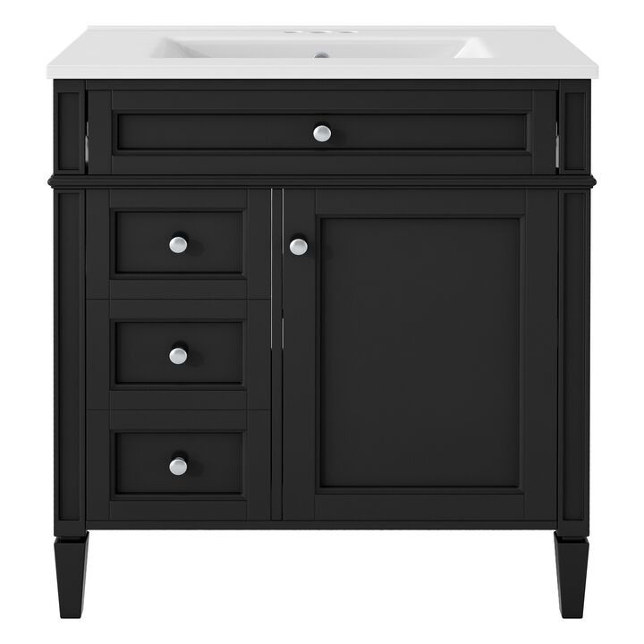30 in. W Modern Single Sink Bathroom Vanity with 2 Drawers and 1 Tip-Out Drawer